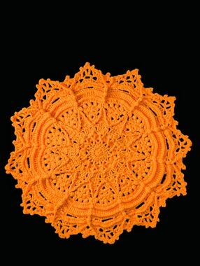 Orange Slice Bed Doily Handcrafted Crochet 24x24 New